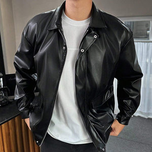 Custom <b>Men's</b> Retro Winter Biker <b>Jacket</b> Vintage Wash Genuine Calf Skin <b>Leather</b> Oversized Slim Fit Lapel Collar Autumn Season - Product Image 6