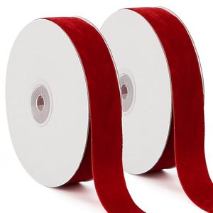 Ruban en velours rouge en gros, bobine de 100 yards, tissé floral, écologique, durable, pour emballage cadeau de Noël et projets DIY - Product Image 1
