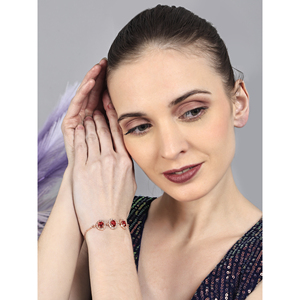 Bracelet AD Deep Rich Maroon, bracelets perlés, zircon, quartz, perle, diamant, design religieux tendance, en alliage de zinc, pour les fêtes - Product Image 3