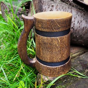 HANDMADE BEER <b>MUG</b> MADE OF WOOD <b>WITH</b> WOOD HANDLE WOODEN Beer Tankard Wholesale and Hand Crafted Beer <b>Mug</b> for Home and - Product Image 3