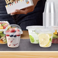 Gobelets en plastique PET transparent durables pour milkshake, dessert, glace, fruits coupés, yaourt, gobelets en plastique jetables pour yaourt et dessert avec logo