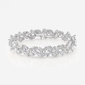Exquisita pulsera de diamantes cultivados en laboratorio de marquesa de lujo a la moda, oro sólido de 14K para ropa de boda de mujer, alta joyería de moda OEM - Product Image 1