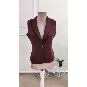 Gilet en satin sans manches pour femme, col orné, devant ouvert, 34699 - Bourgogne - Product Image 4