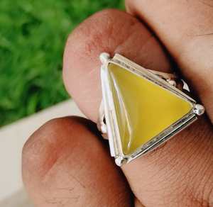 Anillo Llamativo Calci Amarillo Estilo Bohemio Hecho A Mano Conjunto de Bisel de Piedra Natural en Plata Esterlina para Bodas y Fiestas - Product Image 1
