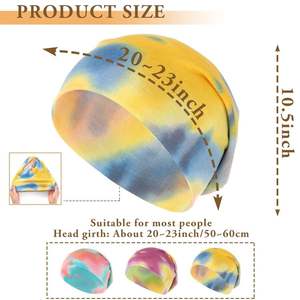 Gorro Unisex Tie Dye, Suave, Elástico, Ligero, Colorido, Informal, Transpirable, Personalizable, con Estampado Vibrante para Fiestas, Cómodo para Uso Diario - Product Image 4