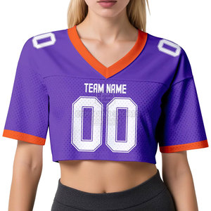 Top Corto Deportivo de Fútbol Americano para Mujer, Manga Corta, Superventas, Alta Calidad, Transpirable, 100% Poliéster, Ropa Deportiva para Todas las Temporadas - Product Image 2