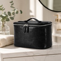 Sac cosmétique en cuir pleine fleur OEM personnalisé pour femme, style rétro, avec fermeture éclair, pour voyage, maquillage et articles de toilette, 23 cm, vente en gros d'usine