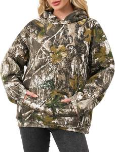 Sudadera con Capucha de Camuflaje para Mujer, Sudadera Holgada con Capucha de Forro Polar con Estampado de Hoja de Arce, Sudadera de Manga Larga con Bolsillo, Estilo Informal para Otoño - Product Image 4