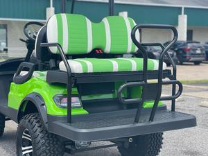 Compre un Carro de Golf Eléctrico Verde de Alta Calidad y Larga Duración, de 2 Plazas, con Asientos a Rayas y Volante Negro, Vehículo Utilitario para Exteriores - Product Image 4