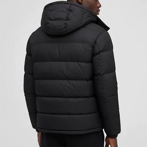 Men's Winter Puffer Jacket Canvas Stand Collar Black Hooded Anti-Bacterial Insulated Quilted - Product Image 6