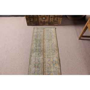 Tapis vintage 1,7 x 6,1 pieds, tapis turc, tapis en laine bleu à pois - Product Image 5