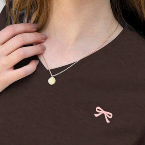 Camiseta informal de manga corta para mujer, cuello redondo, algodón suave, bordado de lazo, ajuste delgado, Top básico, ropa de moda para uso diario de verano - Product Image 5