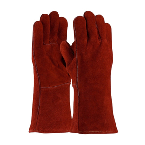 Gants de soudage professionnels en cuir fendu de vache longs gants de sécurité en cuir véritable en cuir de vachette anti-coupure caractéristiques ignifuges travail - Product Image 6
