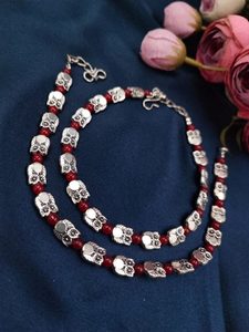 Tobillera de cuentas asequible para fiesta para niñas, tobilleras de cuentas de búho chapadas en plata, diseño de cuentas Payal Waer, diseño de mariposa de peso ligero - Product Image 1