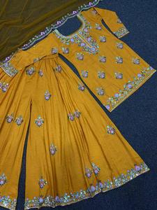 ใหม่ชุดอาหารกลางวัน 3 ชิ้นชุดHIT Designerคอลเลกชันที่สวยงามNairaตัดยาวกางเกงKURTI PLAZZO DUPATTAในราคาขายส่ง - Product Image 4