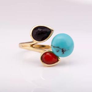 2023 nouveau Design argent 925 14K plaqué or naturel lapis turquoise et rouge argate 925 argent bijoux de mode pendentifs et breloques - Product Image 3