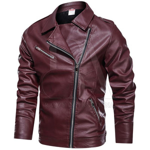 Veste de motard haut de gamme élégante et durable pour homme, tailles et couleurs personnalisées, col montant en cuir véritable pour l'automne et l'hiver - Product Image 4