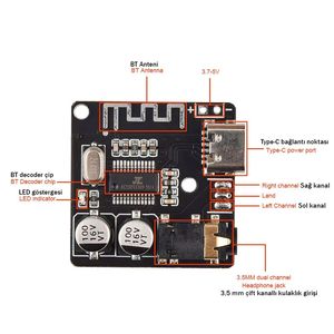 Módulo Receptor de Audio MP3 Bluetooth 5.1 DIY con Salida Estéreo de 3.5mm - Product Image 2