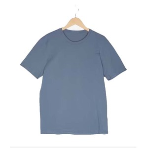 Camiseta de cuello redondo de algodón Pima de manga corta para hombre azul polvoriento 100% algodón talla S - Product Image 1