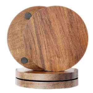 Wholesale Personalized Square Round Bamboo Wood <b>Coasters</b> Walnut Cup Mat Wooden <b>Drink</b> <b>Coaster</b> for Kitchen Use Promotional Item - Product Image 2