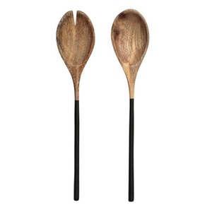 Juego de servidor de ensalada de madera de mango de esmalte negro elegante hogar restaurante vajilla decoración cubiertos para bodas - Product Image 1