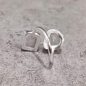 Rough Women's <b>Ring</b> Natural Rainbow Moonstone June Birthstone Double Stone <b>Adjustable</b> Handmade Jewelry 925 <b>Sterling</b> <b>Silver</b> <b>Ring</b> - Product Image 6