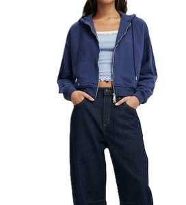 Sudadera con cremallera de peso pesado con logotipo personalizado para mujer, Sudadera con capucha transpirable cómoda para hacer ejercicio - Product Image 6