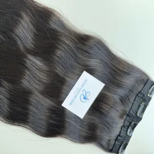 Vente en gros de cheveux vietnamiens lâches ondulés 100% bruts non transformés doux cheveux humains naturels pré-collés à clipser - Product Image 1