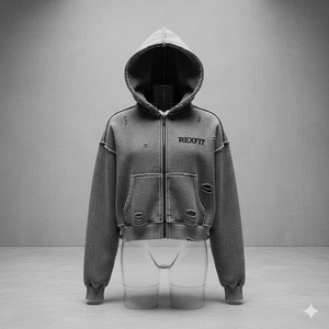 Rexfit Sports Mens Distressed Full Zip Hoodie Acid Washed Unisex Style Best Street Style Hoodie Casual Full Zipper Hoodie - Product Image 6