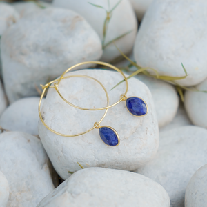 Cerceaux personnalisés Marquise Forme Lunette Saphir Pierre Précieuse Pierre De Naissance Boucles D'oreilles En Gros - Product Image 1