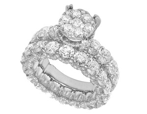 S925 <b>Silver</b> Rhodium Plated Classic Moissanite Round Cluster Diamond Wedding Engagement <b>Ring</b> <b>Set</b> for Women Party - Product Image 2