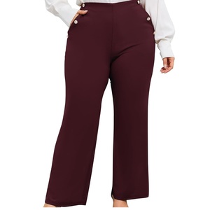 Pantalones de vestir ajustados para mujer al por mayor de alta calidad y cómodos hechos a medida a un precio de estilo frontal plano - Product Image 2