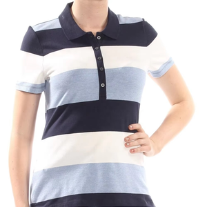 Fashionable Wholesale Price Short Sleeve <b>Polo</b> <b>Neck</b> Custom Design Striped <b>Polo</b> Shirt For <b>Ladies</b> Customized Comfortable Breathable - Product Image 3