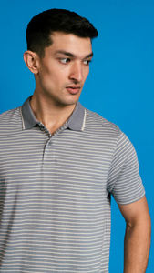 Verano de alta calidad que absorbe la humedad Dry Fit Spandex poliéster tejido a rayas Golf Polo camisetas para hombres fabricados por HP - Product Image 2