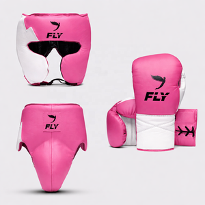 Custom White & Pink Fly Boxing Sparring Set Custom Made Fight Gear High Quality Genuine Cowhide Leather Fly Boxing Sparring Set - Product Image 1