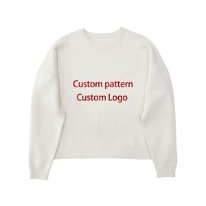 Pull à col rond personnalisé pour hommes, pull-over en jacquard d'hiver, tricots avec logo imprimé et anti-rétrécissement, pull-over pour femmes de grande taille - Product Image 4