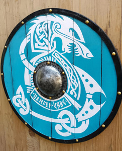 Top vente bricolage médiéval en acier inoxydable peint couteaux en bois et bouclier batailles modèle Logo personnalisé impression OEM Support - Product Image 5