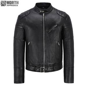 2025 nuevo diseño personalizado chaqueta de cuero de alta calidad precio al por mayor chaqueta de cuero para hombre logotipo personalizado y chaqueta Bomber de 4 bolsillos - Product Image 3