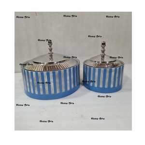<b>Set</b> Of 2 Different Size Hot <b>Pot</b> Bone Inlay Food Casserole Dish With Designer Lid Exclusive Quality Hot <b>Pot</b> By Home Arts - Product Image 1