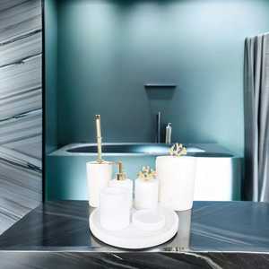 Juego de baño de Ángel de resina ecológica con aspecto de mármol, juego de diseño Premium de Mandarina de 4 jaboneras, vaso y bandeja dispensadora - Product Image 3