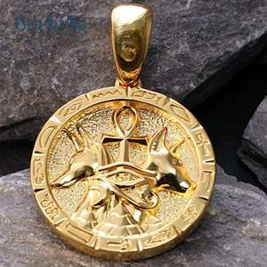Alta calidad 925 plata esterlina 18K chapado en oro Moissanite antiguo egipcio Anubis Ankh Hip Hop estilo colgante para hombres - Product Image 3