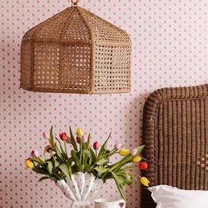 Boho Rattan Cage Pendant Light Handcrafted <b>Wicker</b> Lampshade Boho Woven Ceiling Chandelier Natural Hanging <b>Lamp</b> - Product Image 2