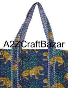 Sac fourre-tout à bandoulière longue en coton matelassé fait main pour femmes, écologique, style bohème indien, sacs à rayures pour courses - Product Image 2