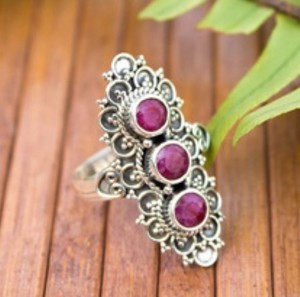 Anillos de Plata de Ley 925 Hechos a Mano con Piedras Preciosas, Joyería de Moda para Boda y Compromiso, Plata con Rubí para Mujer, Ideal para Regalos - Product Image 1