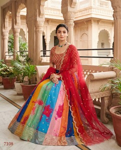 Premium Dhwaja Export Women's Traditional Wedding Lehenga Choli Heavy <b>Net</b> <b>Fabric</b> Quick Dry All Seasons - Product Image 4
