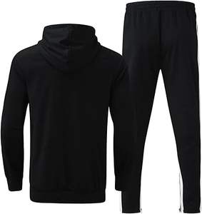 Survêtement 2 pièces pour hommes en gros-Ensemble sweat à capuche et jogger zippé, survêtement athlétique décontracté avec veste et pantalon de survêtement, tenue de sport - Product Image 2