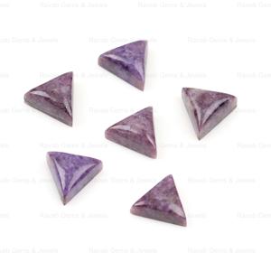 Haute qualité 12mm naturel violet Quartz lépidolite Flatback Cabochon lisse Triangle forme calibré en vrac pour la fabrication de bijoux - Product Image 4