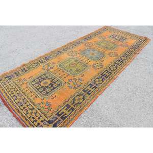 Alfombra Turca Vintage, Alfombra Grande de 4.7x11.4 pies, Alfombra Marroquí Naranja - Product Image 2