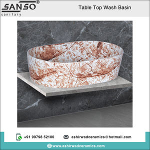 2024 nouveau Design articles sanitaires en céramique de haute qualité salle de bain luxueuse dessus de Table ovale lavabo monotrou haut de l'Inde - Product Image 2