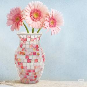 Jarrón de Vidrio Mosaico Rosa Moderno, Ecológico y Hecho a Mano - Product Image 4